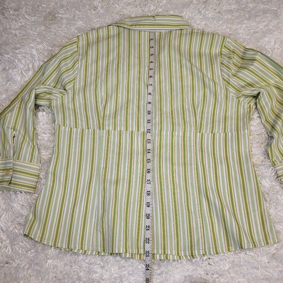 CATO Women's Button Blouse, Green & Yellow, Large - Picture 5 of 7
